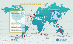 A map showing the route of the Golden Globe Race 2018