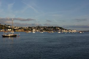 the harbour of Appledore under a blue sky