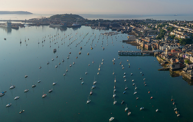 Yachts moored in Falmouth, which will host the Suhaili 50