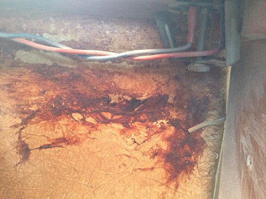 A yacht hull with fire damage