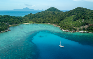 A yacht moored in the Amambas Islands