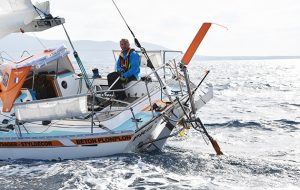 Philippe Peche steering his Rustler 36