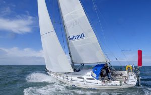 Jean Luc Van Den Heede in his Rustler 36 preparing for the Golden globe Race