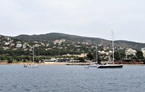 Yachts moored outside Puerto Portals