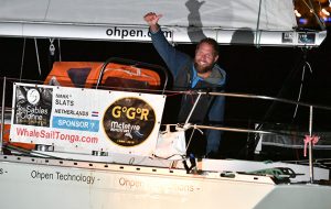 Mark Slats aboard his Rustler 36