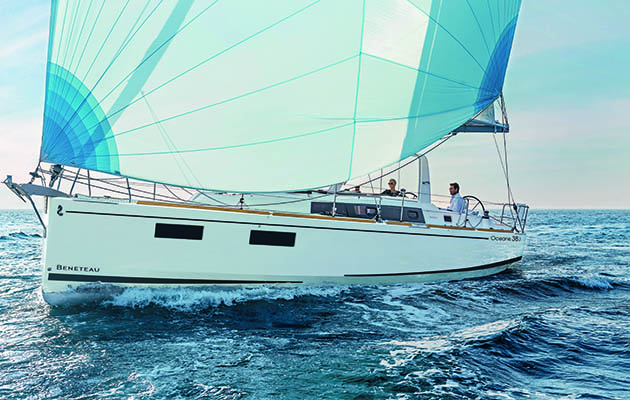 A Beneteau yacht under sail