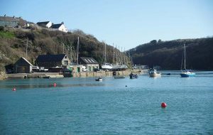 Solva with yachts at anchor