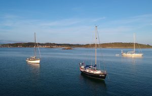Yachts anchored on the Isles of Scilly
