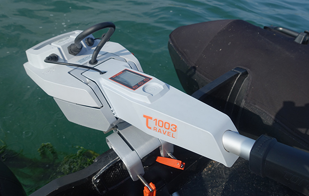 Electric outboard fitted to a RIB