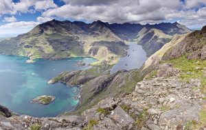 Loch Scavaig, the Cuillin mountains and Loch Coruisk