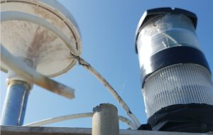 The effects of a lightning strike on a VHF aerial on a yacht