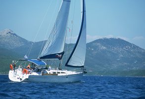 A yacht sailing in Greece