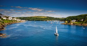 A boat entering Fowey in Cornwall