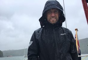 Yachting Monthly Editor Theo Stocker testing Musto LPX lightweight waterproofs