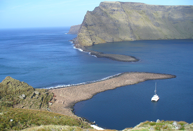 A Leopard catamaran at St Paul Crater in the Southern Indian Ocean