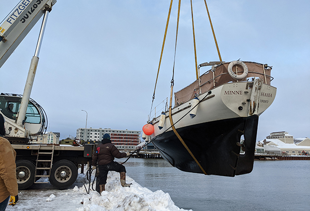 Minnehaha being hauled out at Prince Edward Island.