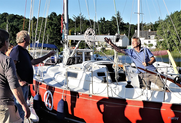 Simon Curwen's boat Clara is a sloop rigged Biscay 36