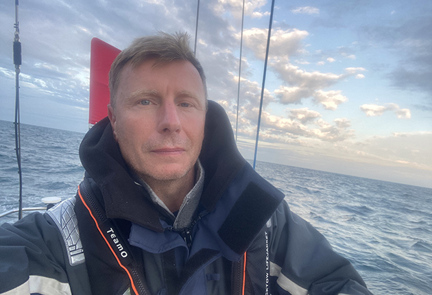 Ian Herbert-Jones onboard his Tradewind 35