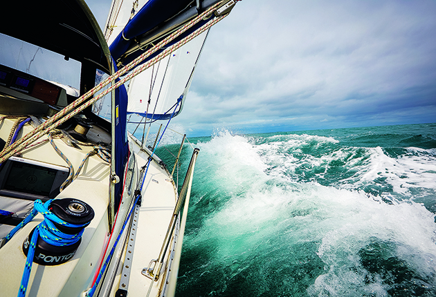 In boisterous conditions, you'll need the boat autopilot to centre the rudder quickly after a correction. Credit: Graham Snook