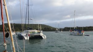 Storm tactics at anchor: Storm Evert was approaching, with wind filling in from SSE - coming around the south of Bryher. Credit: Ken Endean