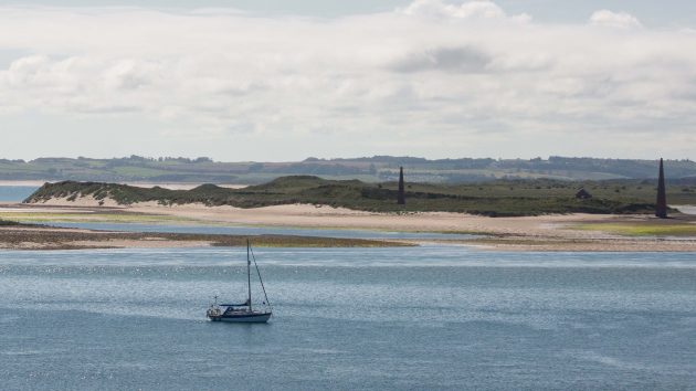 A boat moored at Old Law Sands
