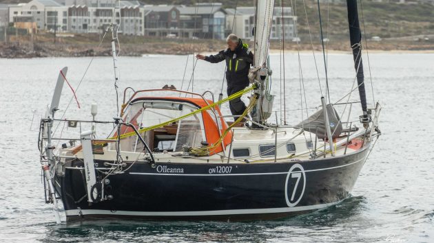 Jeremy Bagshaw has sailed around 500 miles solo, but will sail 7,000 miles solo to the start line of the 2022 Golden Globe Race. Credit: Simon McDonnell