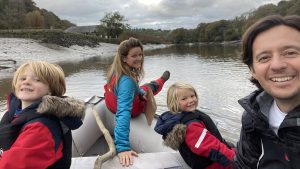 Both Amy and her husband, James, pictured taking their boys on a river safari up the Tamar in Plymouth, came from sailing families but it took a while for Amy to become confident enough to take the boys sailing alone. Credit: Amy Kemp