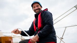 Michael Guggenberger has sailed 4,000 miles solo in his Biscay 36, mostly offshore to prepare for the race. Credit: Petra Rautenstrauch