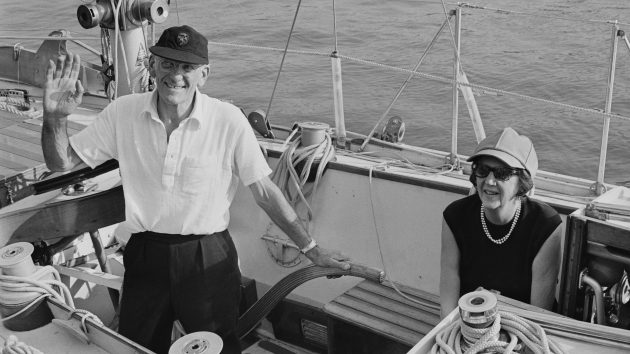Sir Francis Chichester and his wife Sheila aboard Gipsy Moth IV