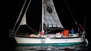 American skipper Guy de Boer was awake for 30 hours trying to get his boat Spirit to the first photo gate. This fatigue led to the critical error which has ended his Golden Globe Race dreams. Credit: Nora Havel/GGR