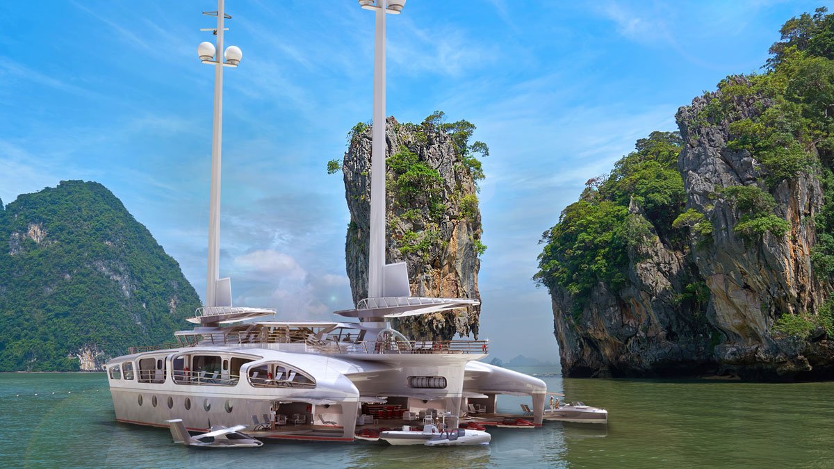 A trimaran fit for a James Bond villain! Introducing Epiphany