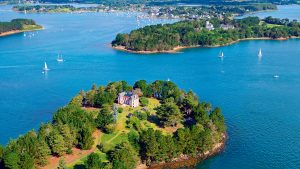 An aerial view of the Gulf of Morbihan