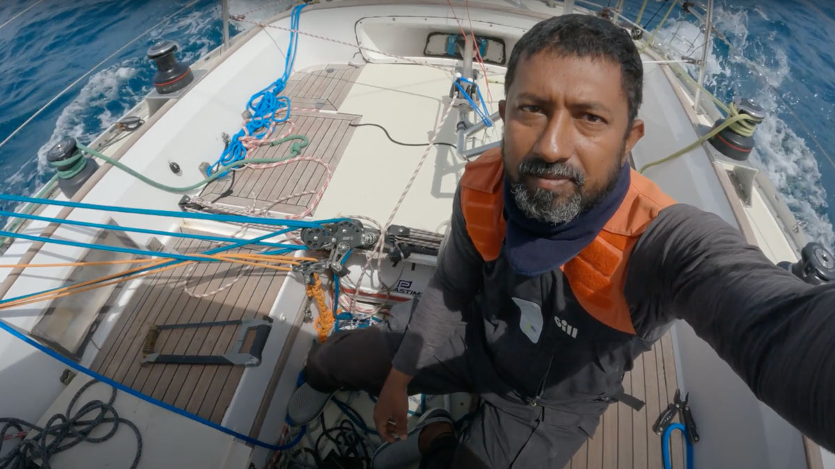 Abhilash Tomy is continuing to head north until he finds the westerly winds. Credit: Abhilash Tomy/GGR 2022