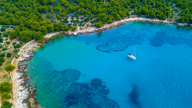 Aerial view of a bay in Croatia