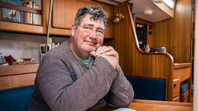 Detlef Jens on a boat wearing a jumper