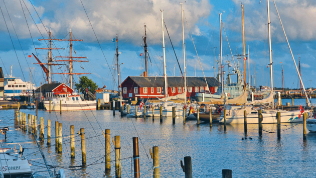 The picturesque old harbour in Faaborg is still very active and in constant use by commercial vessels and fishermen