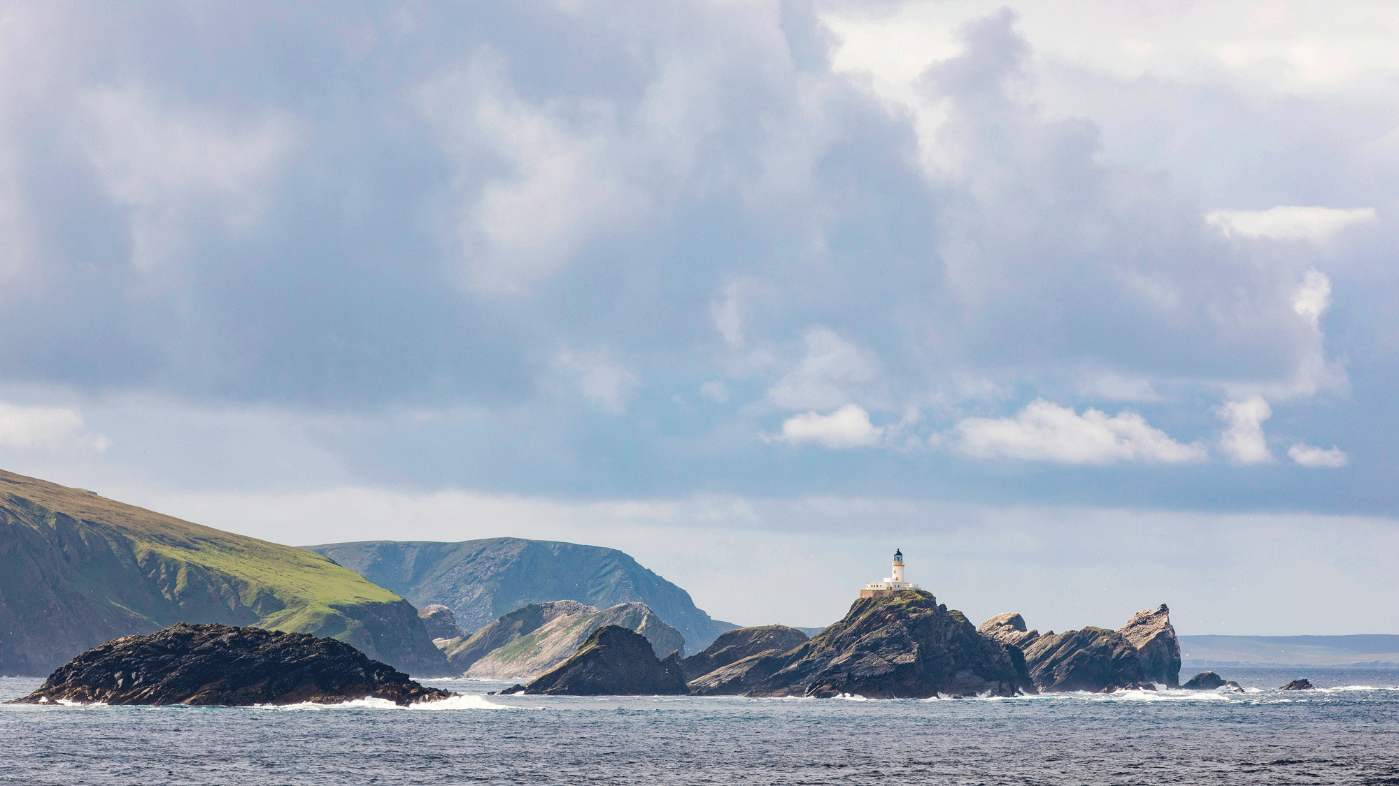 The iconic Muckle Flugga lighthouse, Unst, Shetland