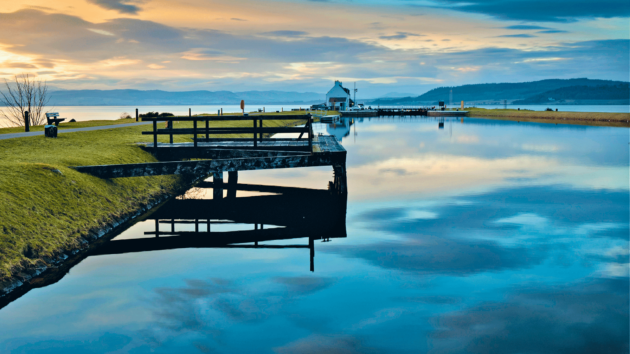 The northern end of the Caledonian Canal at Clachnaharry near Inverness