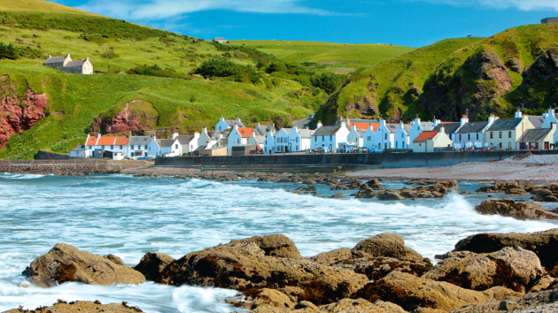 Picturesque Pennan village near Troup Head has a tiny harbour that dries to sand
