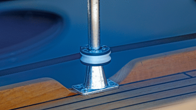 Stanchions now sit in line with the cap rail to create more deck space