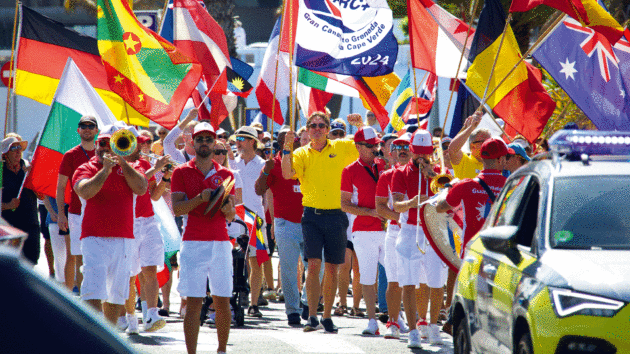 Party atmosphere at the ‘parade of flags’ opening ceremony 