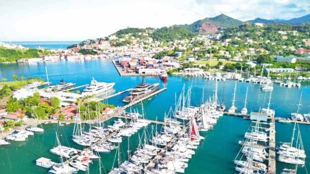 The ARC+ fleet in Port Louis Marina, Grenada 