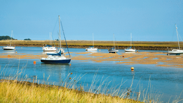 Yachts in the estuary at Wells-Next-The-Sea in Norfolk