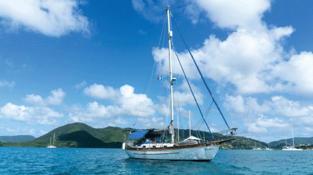 For three years, Lou and her husband Tom lived aboard their 1982 Westwind 35, Noctiluca