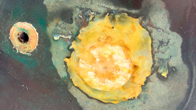 External view of thru-hull cover after Atlantic crossing 