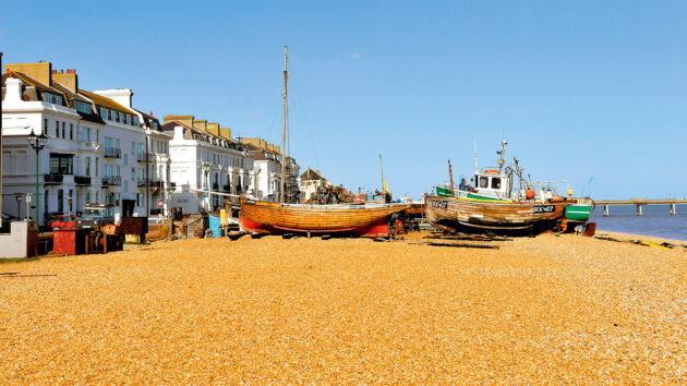 The beach with some boats on it