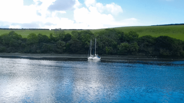 D and Jasper anchored in company off the Cornish coast
