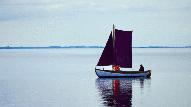a traditional smakke jolle sailing off Løgstør