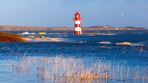 The distinctive Nord Oddesund lighthouse.