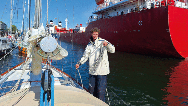 Detlef’s son Ole prepares the lines as they get ready to transit the canal once more